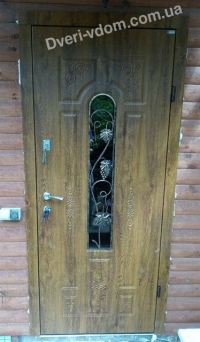 Вуличні двері з ковокою "DV-306 золотий дуб