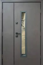 Полуторные двери с стеклопакетом Браун металл