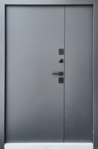 Полуторные двери "Трек" Металл-Мдф Графит с терморозрывом