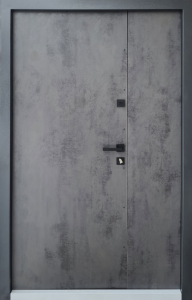 Полуторная дверь "Вега" металл-мдф графит